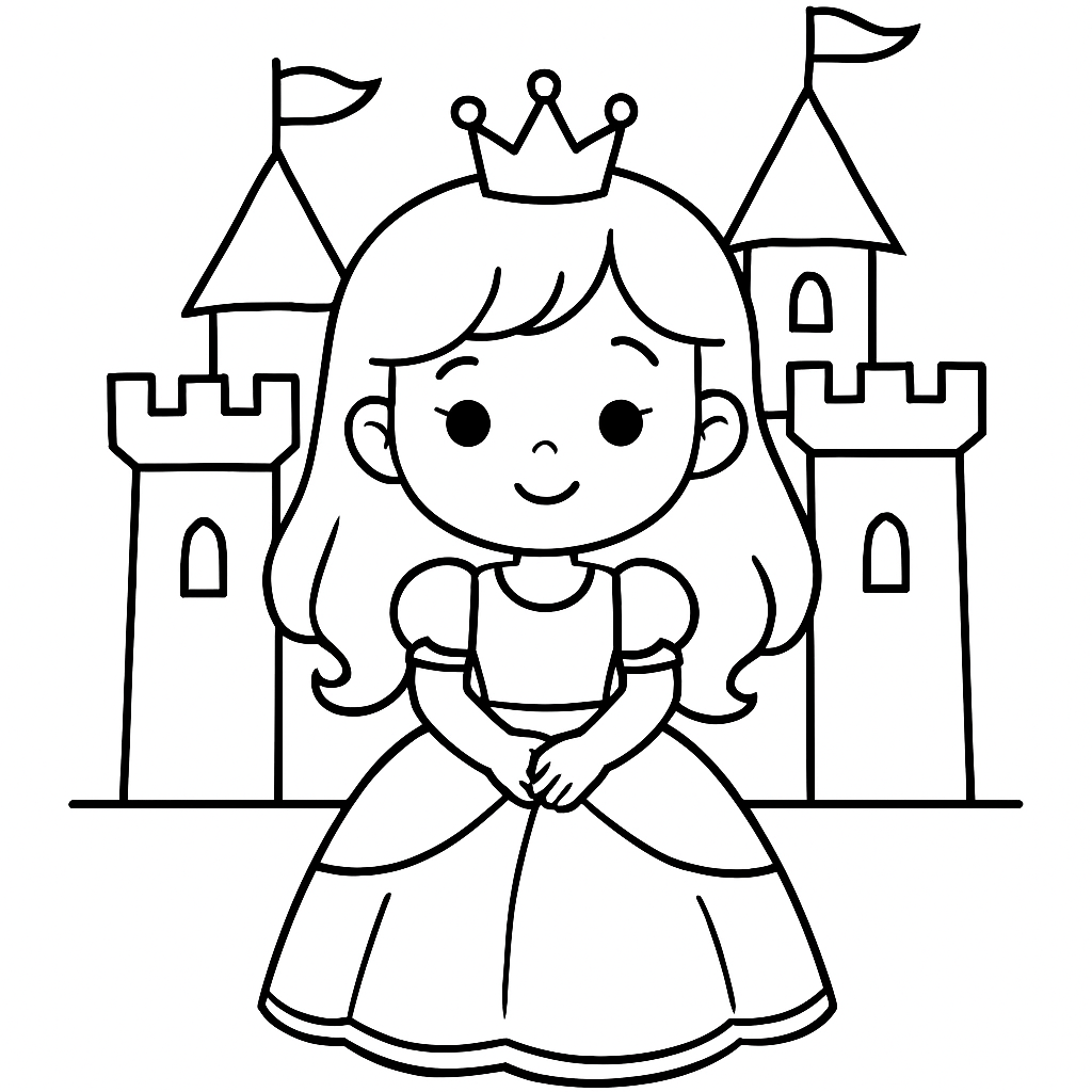 Princess & Castle coloring page