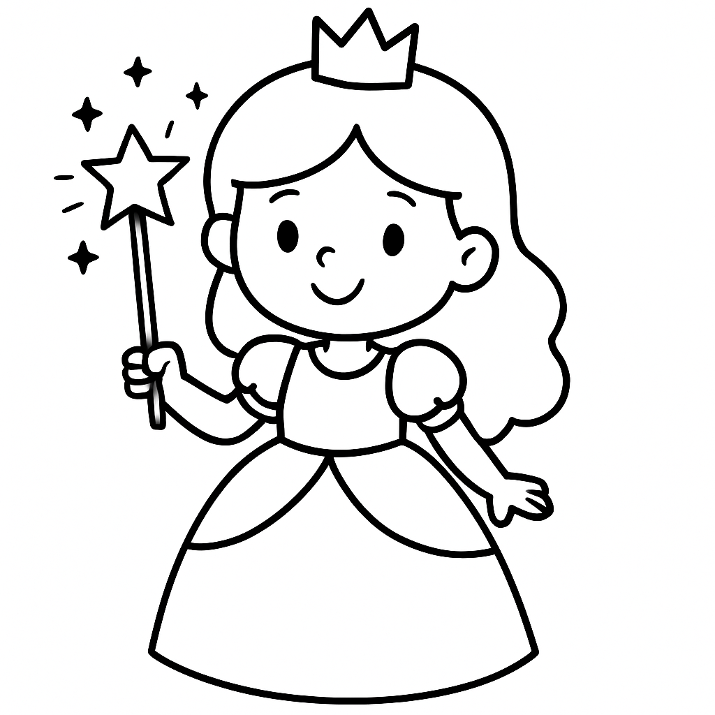 Princess with Wand coloring page