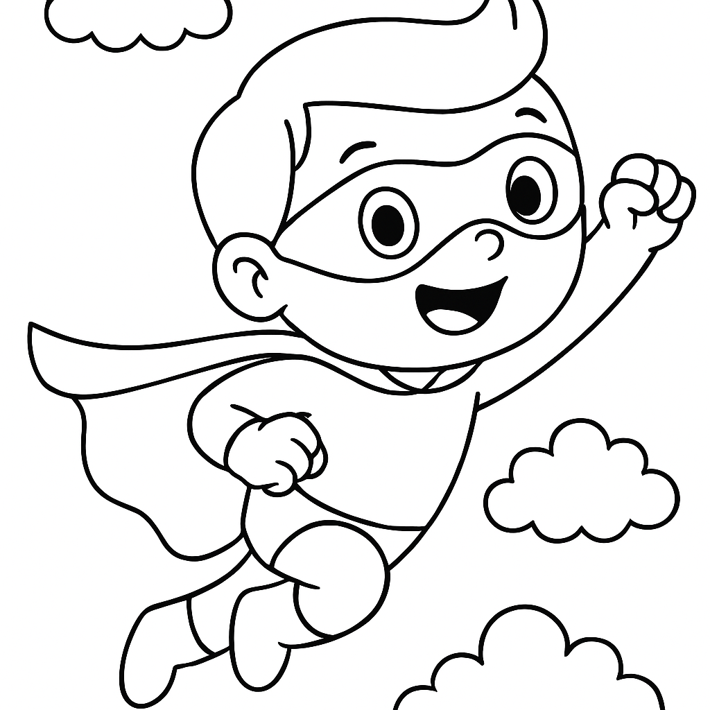 Flying Superhero coloring page