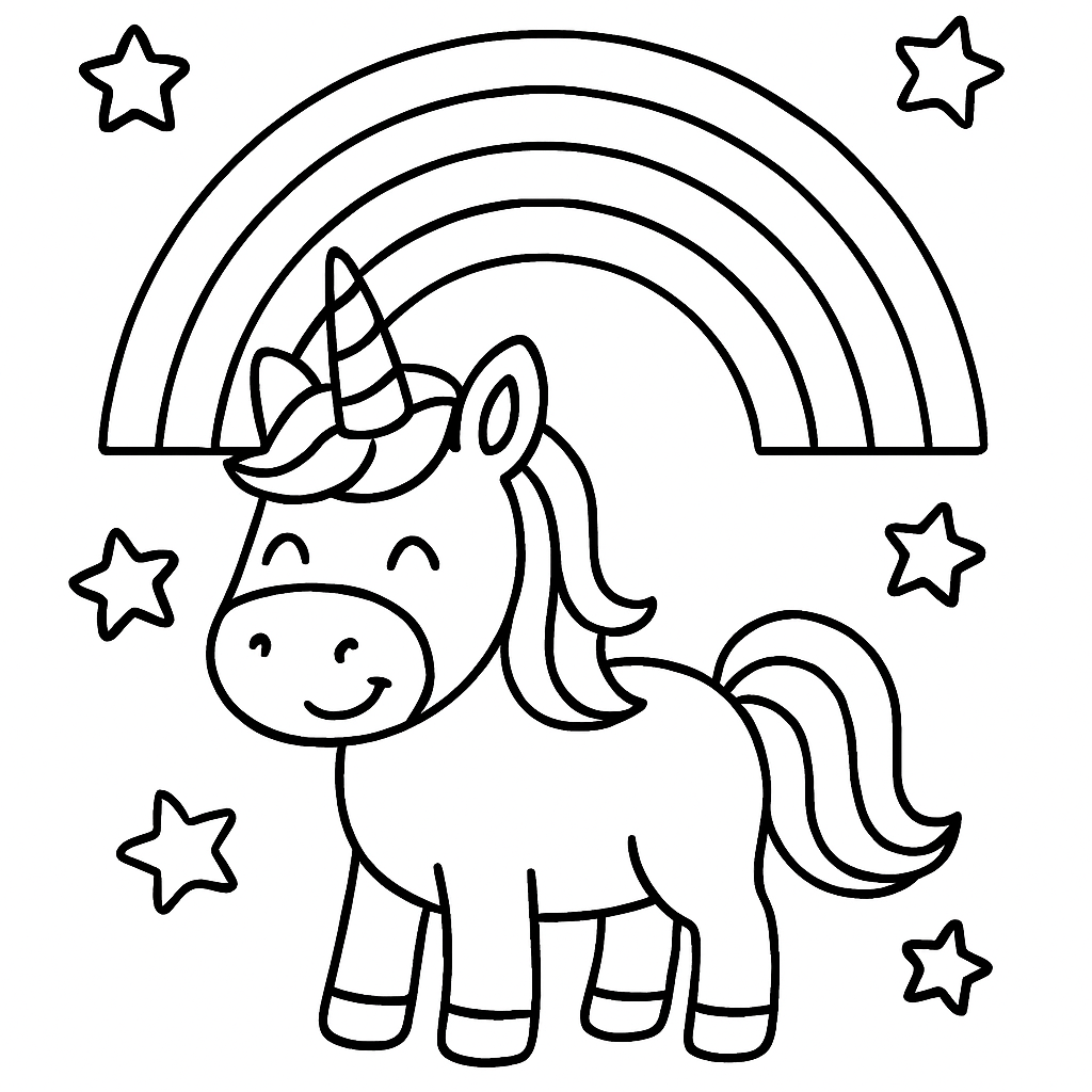 Unicorn & Rainbow coloring page